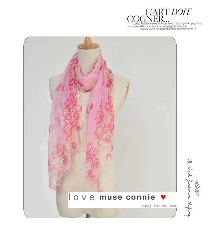шарф MUSES Connie s00s 2013 Женское Шифон, жоржет Шарф В горошек Весна и осень, Лето, Зима Цветочный принт шарф MUSES Connie s00s 2013 Женское Шифон, жоржет Шарф В горошек Весна и осень, Лето, Зима Цветочный принт