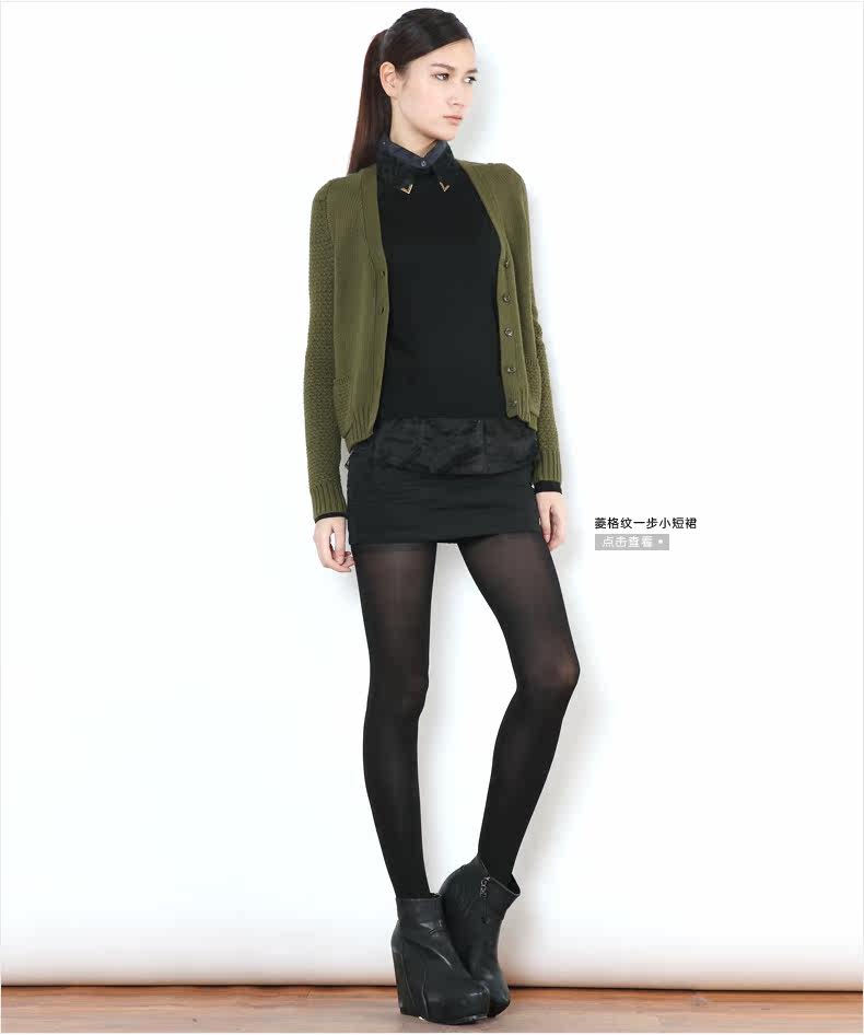 古木夕羊 13%羊毛加厚复古<em>棒针短开衫</em>V领毛衣