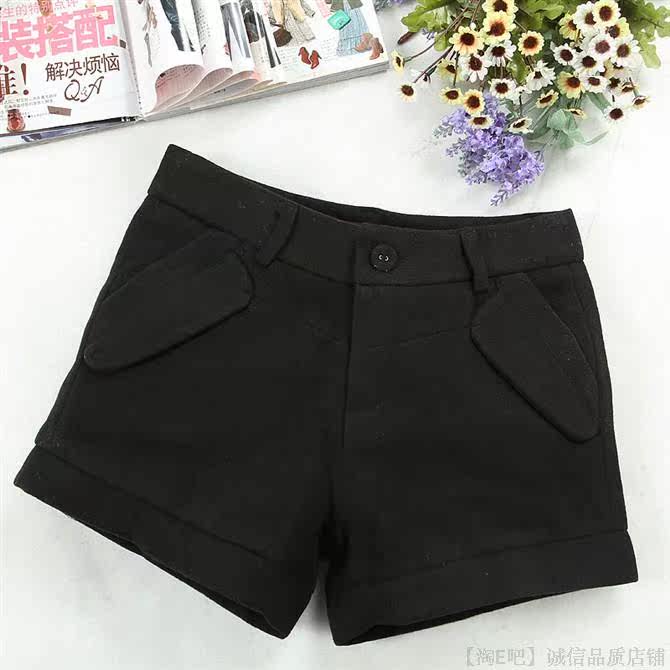 2013秋冬季新款<em>毛呢短裤</em> <em>女式</em>韩版高腰<em>短裤</em>百