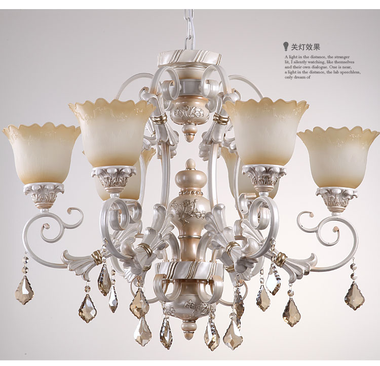 【欧式吊灯白色客厅灯具LED水晶灯房间灯卧室