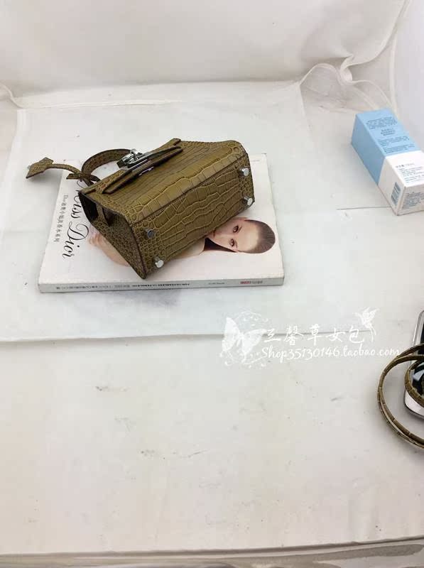 hermes愛瑪仕鑽錶 2020 瑪仕同款鱷魚紋mini古董包 頭層牛皮手提單肩包 手工定制 hermes