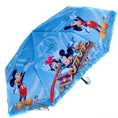 迪士尼儿童折叠雨伞公主伞学生伞大童卡通三折