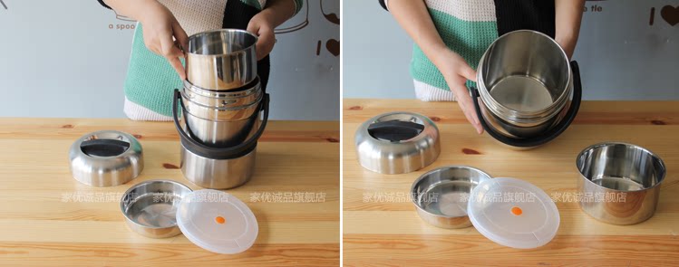 Yi Dian Eslite stainless steel vacuum insulated lunch box multi-layer insulation barrel insulation box seal lunch box bag-mail