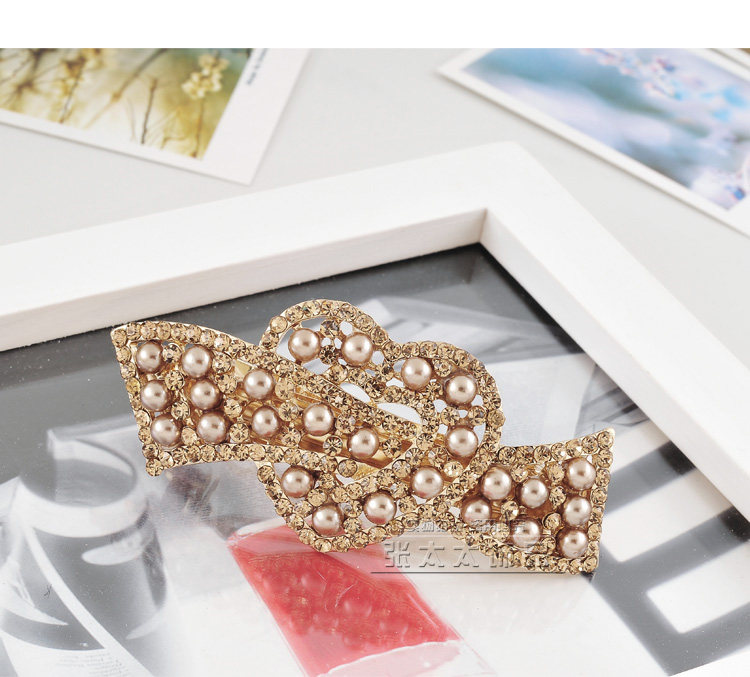 Pearl Rhinestone Heart-shaped Bridal Headdress Hairpins