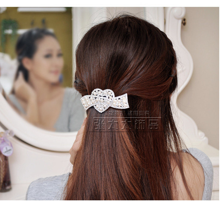 Pearl Rhinestone Heart-shaped Bridal Headdress Hairpins