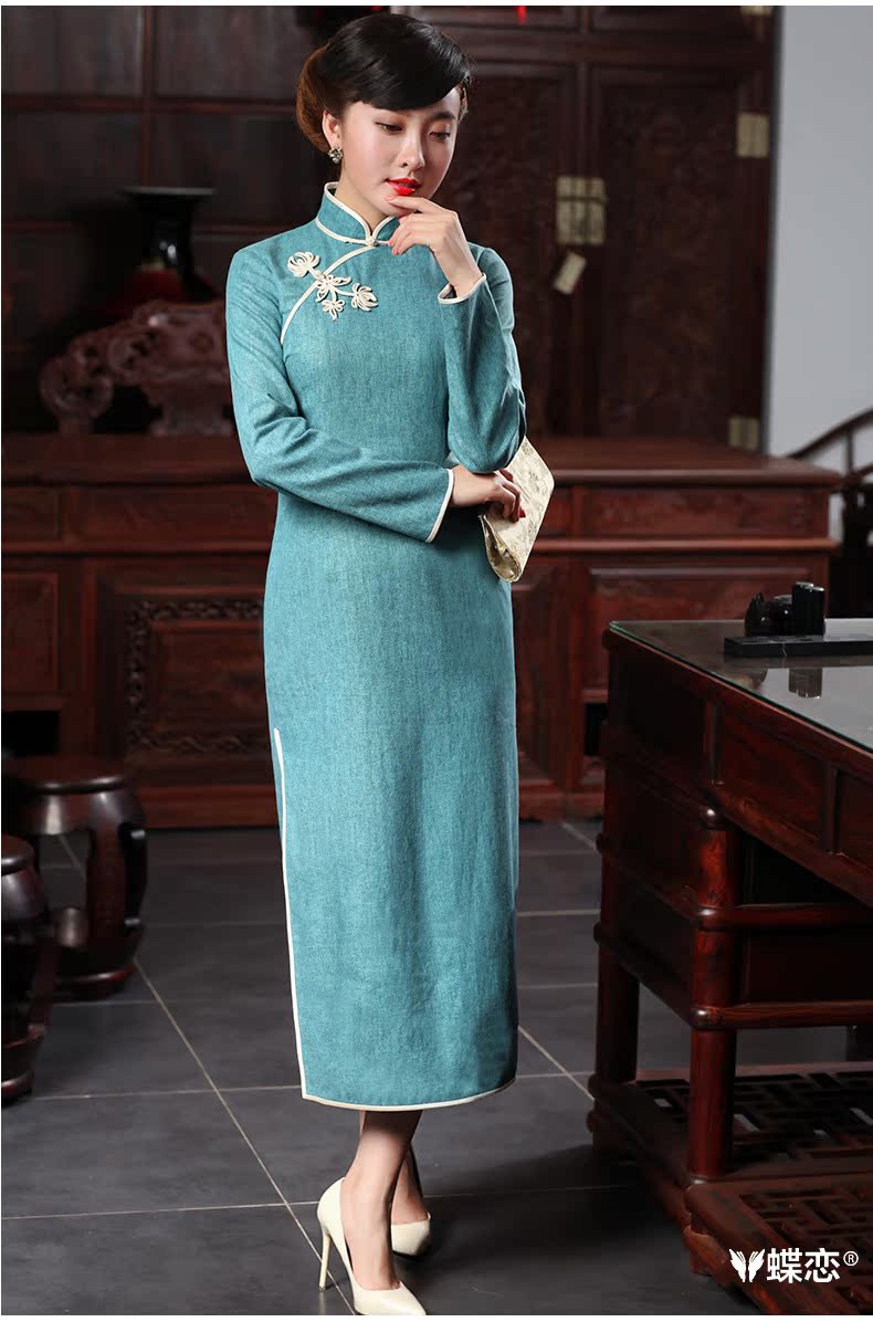 Butterfly Lovers 2015 spring new cheongsam dress improved fashion cheongsam dress everyday cotton Ma long cheongsam 48,017 blue blue ice water M pictures, price, brand platters! Elections are good character, the national distribution, so why buy now enjoy more preferential! Health