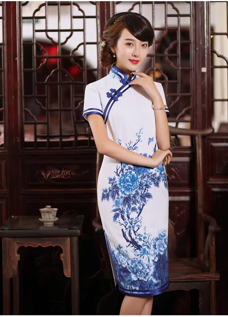 The Butterfly Lovers 2015 Summer new porcelain cotton linen improved stylish cheongsam dress retro-day short-sleeved qipao S picture, prices, brand platters! The elections are supplied in the national character of distribution, so action, buy now enjoy more preferential! As soon as possible.