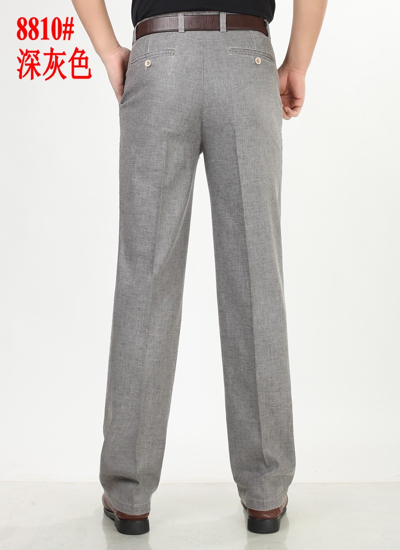 金利来男士夏季亚麻休闲裤男长裤中年中老年高