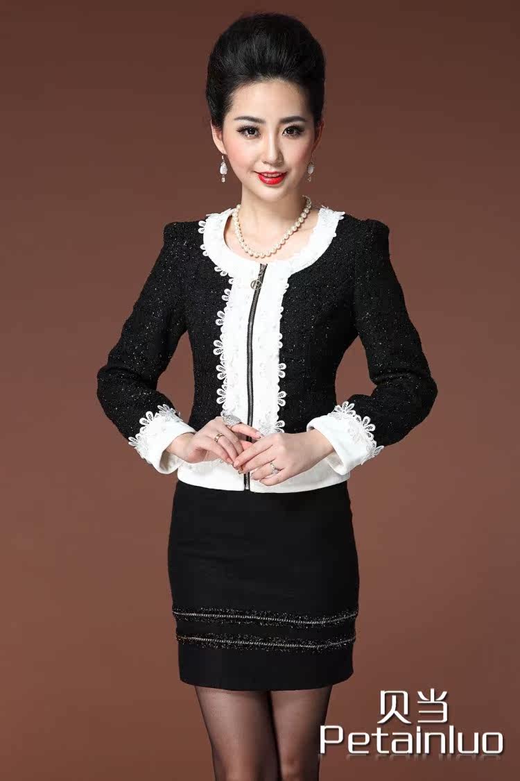 2013秋冬欧美大码女装蕾丝外套<em>短女上衣</em>圆领