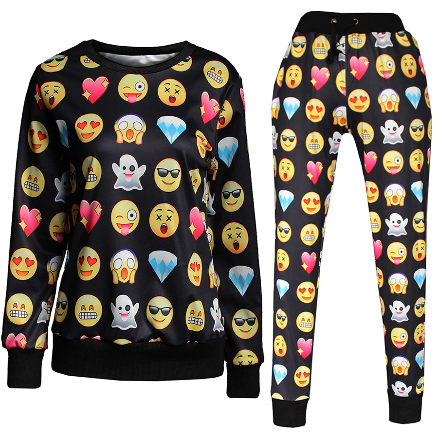 3d Emoji Expression Smile Sweatshirts Pants Suit Women Hoodies Jogger Tracksuit Ebay 5749