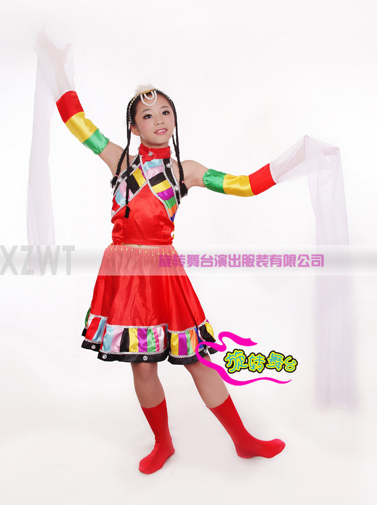 儿童藏族舞蹈<em>服装</em>少幼儿民族<em>服装</em>演出<em>服装女童</em>