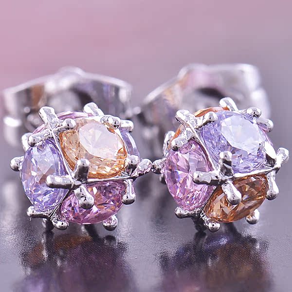 Rainbow Cubic Zirconia 9K White GF Megic B