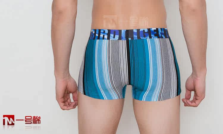Mens U Convex Stripe Modal Broadbelt Underwear Middle Waist Boxer Briefs