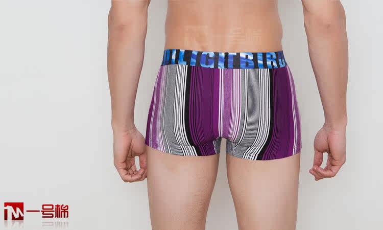 Mens U Convex Stripe Modal Broadbelt Underwear Middle Waist Boxer Briefs