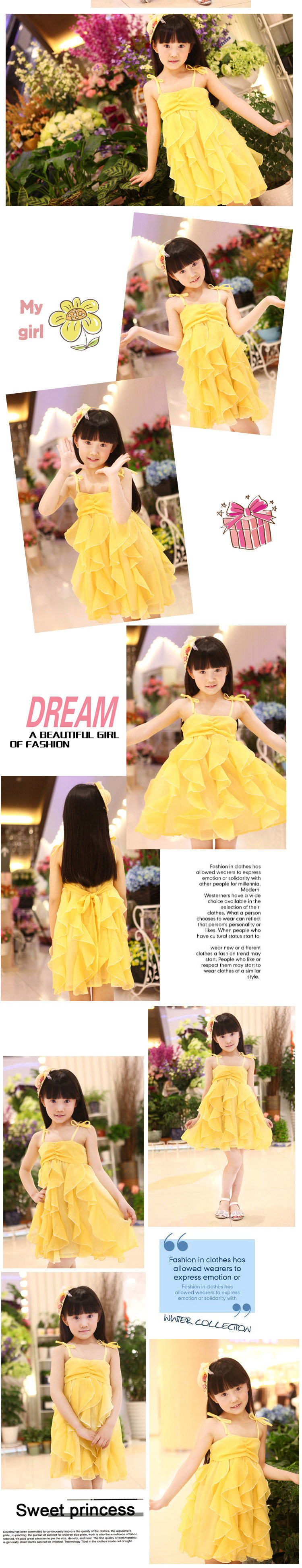 BananaPapaya daughter flute Shakespeare kids spring/summer 2013 new Korean strap dress children dresses