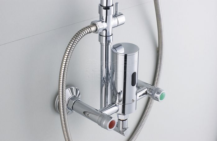 正品明装冷热水感应淋浴器花洒套装增压全铜喷头水龙头升降杆