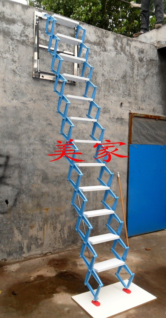 【供应室外壁挂阁楼伸缩楼梯阳光房专用伸缩梯