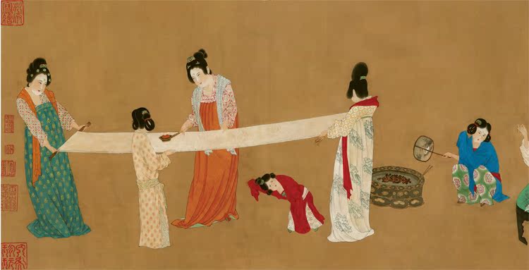 捣练图 宋徽宗横幅精品 装饰礼品画 人物国画 高仿古画 瀚塘映象