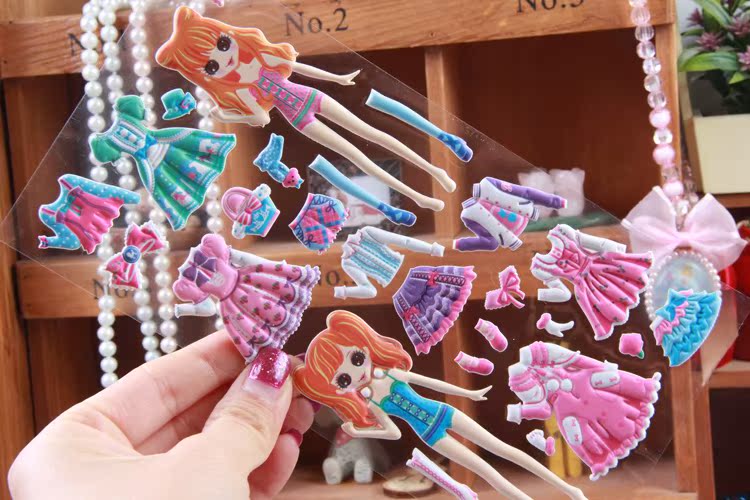 换衣贴纸3d 娃娃贴画 包邮 女孩最爱换装 儿童变装 贴纸 sticker-便宜