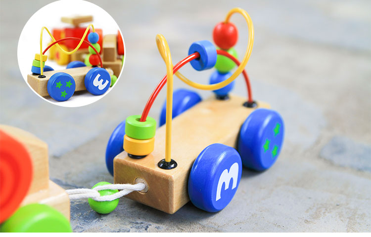 木玩世家玩具拖拉三节车发声转轮绕珠BH321