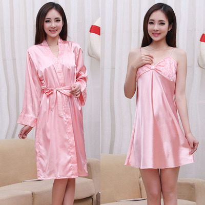 新款性感仿真丝女式<em>睡衣夏季女睡裙</em>吊带两件套