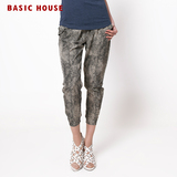 【Basic House夏装】百家好野性黑色点缀花案休闲裤HLPT321H