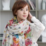 【艾欧风尚】2012春款 时尚百搭田园风印花女士超长围巾 迷失梦境
