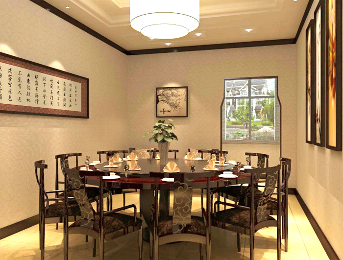 OY工装设计 室内装修方案 中式餐厅 3D效果图