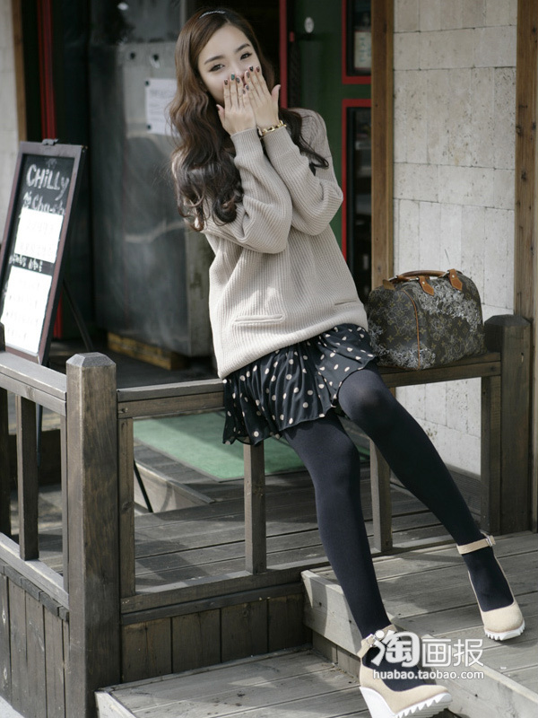 复古小单鞋<em>白色长筒袜美女</em>玩转十月小初秋_fq